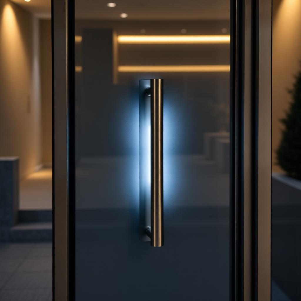 Puxador vertical em aço inox com iluminação LED integrada